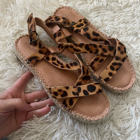 Madewell Malia Espadrille Sandal in Leopard Calf Hair - size 7 - Picture 4 of 9